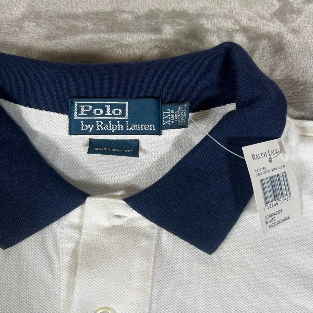 Polo Ralph Lauren Polo Mens XXL White New York Quality Crest Custom Fit Polo New